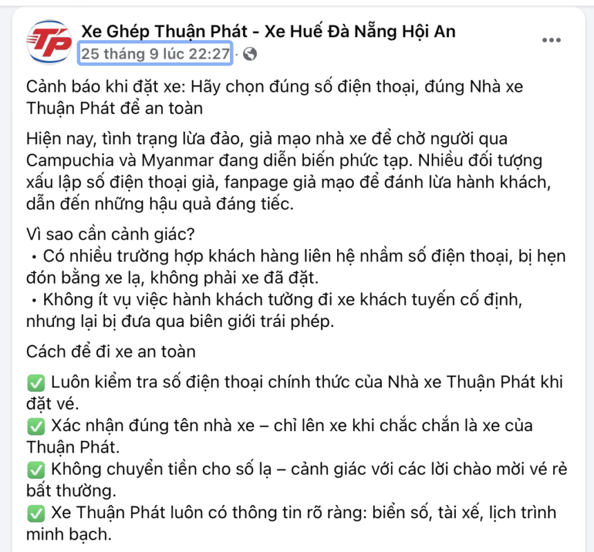 thuan phat xe ghep canh bao lua dao